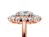 Rose gold Oval Cut Halo Cluster Diamond Ring with Pave Band and Four-Prong Setting_8