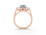 Rose gold Oval Cut Halo Cluster Diamond Ring with Pave Band and Four-Prong Setting_9