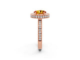 Rose gold Oval Cut Halo Diamond Engagement Ring with Milgrain Pave Band and Four-Prong Setting_14
