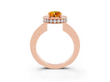 Rose gold Oval Cut Halo Diamond Engagement Ring with Milgrain Pave Band and Four-Prong Setting_15
