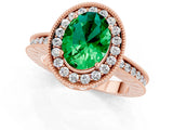 Rose gold Oval Cut Halo Diamond Engagement Ring with Milgrain Pave Band and Four-Prong Setting_1