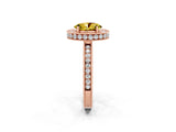 Rose gold Oval Cut Halo Diamond Engagement Ring with Milgrain Pave Band and Four-Prong Setting_2