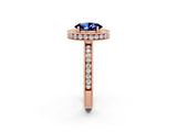 Rose gold Oval Cut Halo Diamond Engagement Ring with Milgrain Pave Band and Four-Prong Setting_2