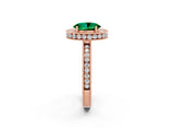 Rose gold Oval Cut Halo Diamond Engagement Ring with Milgrain Pave Band and Four-Prong Setting_2