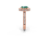 Rose gold Oval Cut Halo Diamond Engagement Ring with Milgrain Pave Band and Four-Prong Setting_2