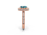 Rose gold Oval Cut Halo Diamond Engagement Ring with Milgrain Pave Band and Four-Prong Setting_2