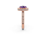 Rose gold Oval Cut Halo Diamond Engagement Ring with Milgrain Pave Band and Four-Prong Setting_2