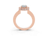Rose gold Oval Cut Halo Diamond Engagement Ring with Milgrain Pave Band and Four-Prong Setting_3