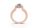 Rose gold Oval Cut Halo Diamond Engagement Ring with Milgrain Pave Band and Four-Prong Setting_3