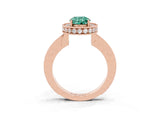 Rose gold Oval Cut Halo Diamond Engagement Ring with Milgrain Pave Band and Four-Prong Setting_3