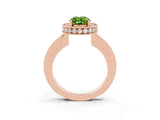 Rose gold Oval Cut Halo Diamond Engagement Ring with Milgrain Pave Band and Four-Prong Setting_3