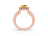 Rose gold Oval Cut Halo Diamond Engagement Ring with Milgrain Pave Band and Four-Prong Setting_3
