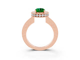 Rose gold Oval Cut Halo Diamond Engagement Ring with Milgrain Pave Band and Four-Prong Setting_3