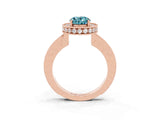 Rose gold Oval Cut Halo Diamond Engagement Ring with Milgrain Pave Band and Four-Prong Setting_3