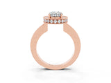 Rose gold Oval Cut Halo Diamond Engagement Ring with Milgrain Pave Band and Four-Prong Setting_4