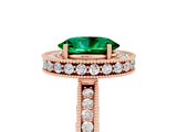Rose gold Oval Cut Halo Diamond Engagement Ring with Milgrain Pave Band and Four-Prong Setting_5