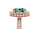 Rose gold Oval Cut Halo Diamond Engagement Ring with Milgrain Pave Band and Four-Prong Setting_5