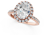 Rose gold Oval Cut Halo Diamond Engagement Ring with Pave Band and Four-Prong Setting_21