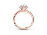Rose gold Oval Cut Halo Diamond Engagement Ring with Pave Band and Four-Prong Setting_23