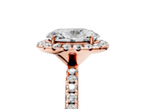 Rose gold Oval Cut Halo Diamond Engagement Ring with Pave Band and Four-Prong Setting_25