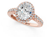 Rose gold Oval Cut Halo Diamond Engagement Ring with Pave Band and Four-Prong Setting_42