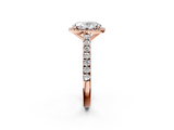 Rose gold Oval Cut Halo Diamond Engagement Ring with Pave Band and Four-Prong Setting_43