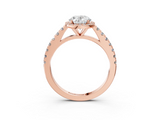 Rose gold Oval Cut Halo Diamond Engagement Ring with Pave Band and Four-Prong Setting_44