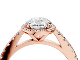 Rose gold Oval Cut Halo Diamond Engagement Ring with Pave Band and Four-Prong Setting_45