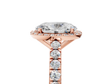 Rose gold Oval Cut Halo Diamond Engagement Ring with Pave Band and Four-Prong Setting_46