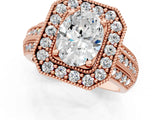 Rose gold Oval Cut Halo Diamond Engagement Ring with Pave Split Shank and Four-Prong Setting_16