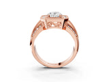 Rose gold Oval Cut Halo Diamond Engagement Ring with Pave Split Shank and Four-Prong Setting_18