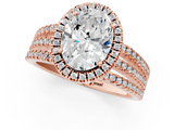 Rose gold Oval Cut Halo Diamond Engagement Ring with Split Shank and Four-Prong Setting_21