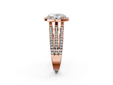 Rose gold Oval Cut Halo Diamond Engagement Ring with Split Shank and Four-Prong Setting_22