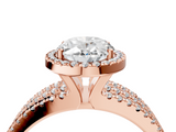 Rose gold Oval Cut Halo Diamond Engagement Ring with Split Shank and Four-Prong Setting_24