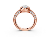 Rose gold Oval Cut Halo Diamond Pave Band Ring with Four-Prong Setting_64