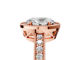 Rose gold Oval Cut Halo Diamond Pave Band Ring with Four-Prong Setting_66