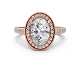 Rose gold Oval Cut Halo Diamond Pave Band with Four-Prong Setting_44