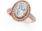 Rose gold Oval Cut Halo Diamond Pave Band with Four-Prong Setting_45