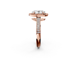 Rose gold Oval Cut Halo Diamond Pave Band with Four-Prong Setting_46