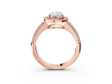 Rose gold Oval Cut Halo Diamond Pave Band with Four-Prong Setting_47