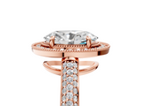 Rose gold Oval Cut Halo Diamond Pave Band with Four-Prong Setting_49