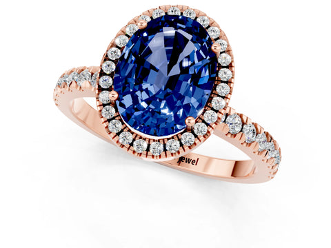 Rose gold Oval Cut Halo Diamond Pave Band with Prong Setting_1