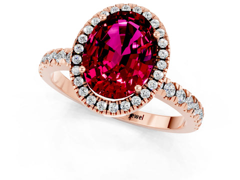 Rose gold Oval Cut Halo Diamond Pave Band with Prong Setting_1