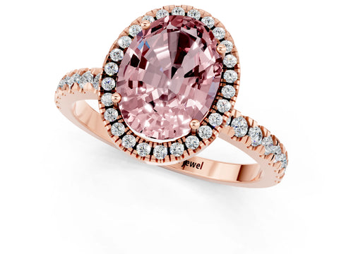 Rose gold Oval Cut Halo Diamond Pave Band with Prong Setting_1