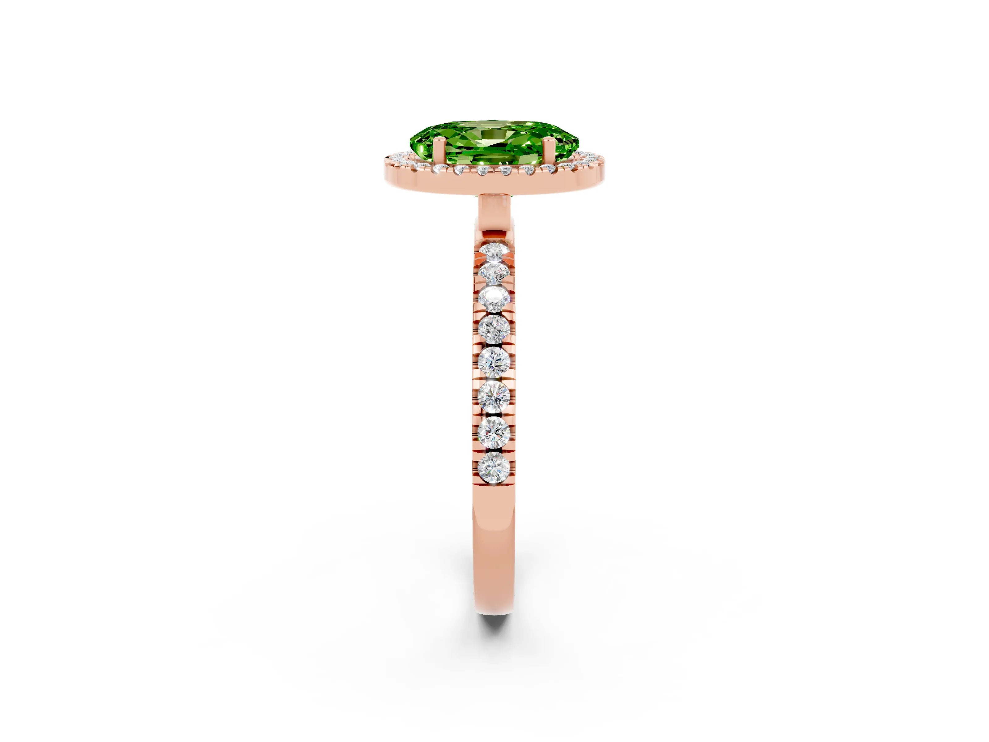 Rose gold Oval Cut Halo Diamond Pave Band with Prong Setting_2