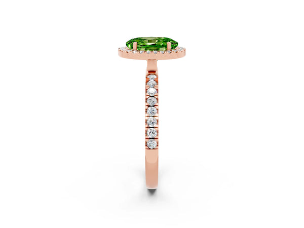 Rose gold Oval Cut Halo Diamond Pave Band with Prong Setting