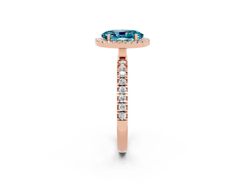 Rose gold Oval Cut Halo Diamond Pave Band with Prong Setting_2