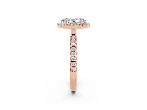 Rose gold Oval Cut Halo Diamond Pave Band with Prong Setting_2