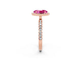 Rose gold Oval Cut Halo Diamond Pave Band with Prong Setting_2