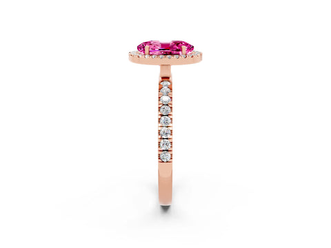 Rose gold Oval Cut Halo Diamond Pave Band with Prong Setting_2